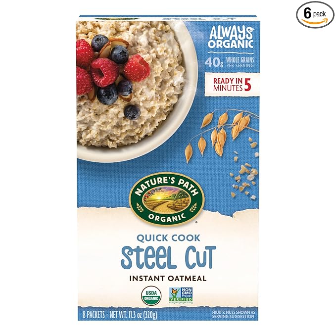 Nature's Path Organic Quick Cook Quick Cook Steel Cut Instant Oatmeal 11.3 oz (Pack of 6) Non-GMO