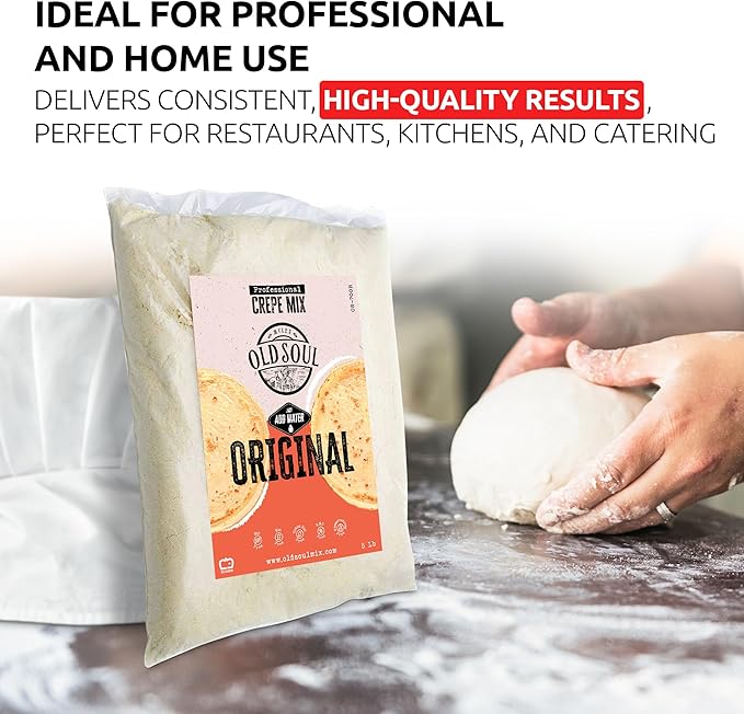 OldSoul Professional Crepe Mix | Original Dough Mix | Classic Flavour | 5 Lbs | 36 Crepes (5 Lbs Traditional)