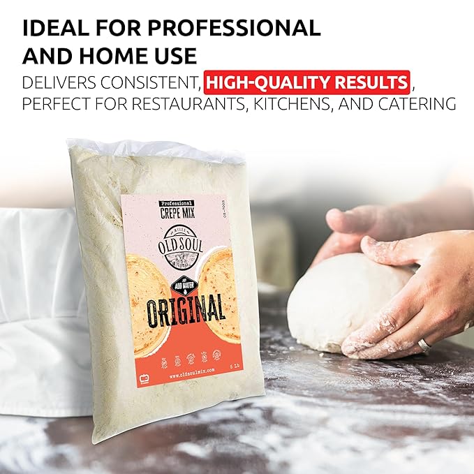 OldSoul Professional Crepe Mix | Original Dough Mix | Classic Flavour | 10 Lbs | 72 Crepes (10 Lbs Traditional)