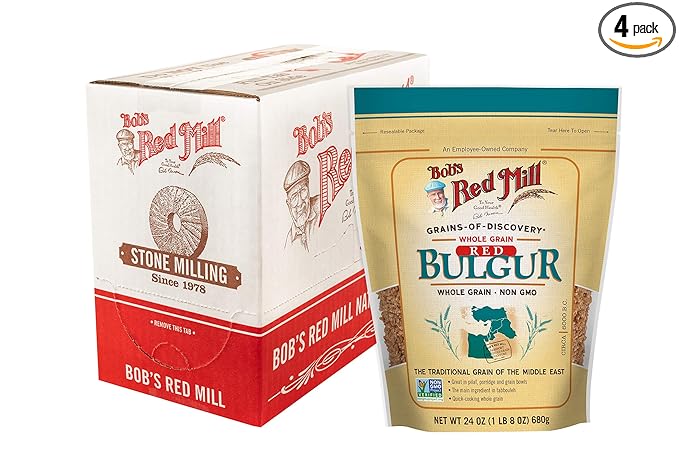 Bob's Red Mill Red Bulgur/Red Wheat 24oz (Pack of 4)- Whole Grain Non GMO Vegan Kosher