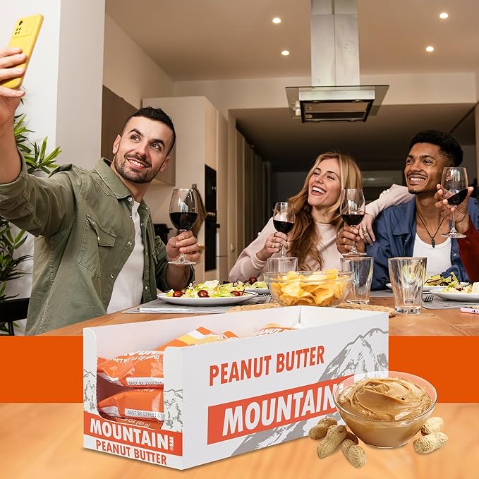 Almond Roca Case of 15 Peanut Butter Mountain Bars - 1.6oz Individually Wrapped Chocolate Candy Bars - Chocolate Candy with Peanuts and Creamy Center