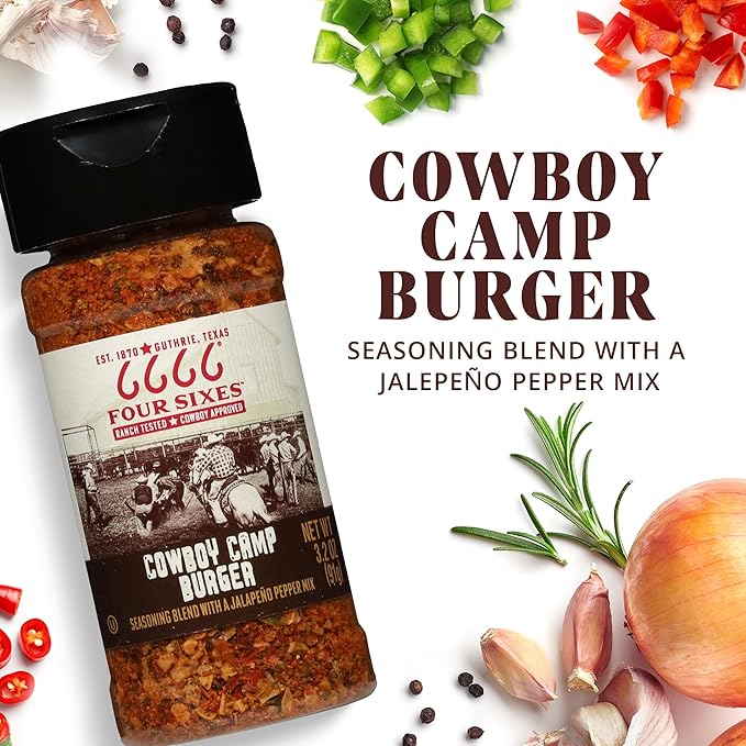6666 Four Sixes Cowboy Camp Burger Seasoning 5.75 Ounce (Pack of 6)