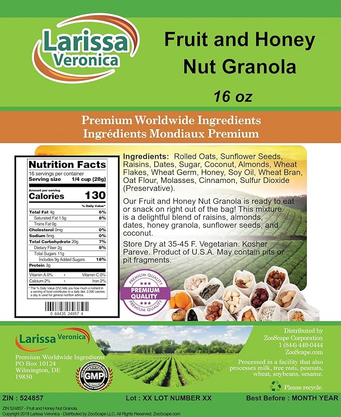 Fruit and Honey Nut Granola (16 oz ZIN: 524857) - 2 Pack