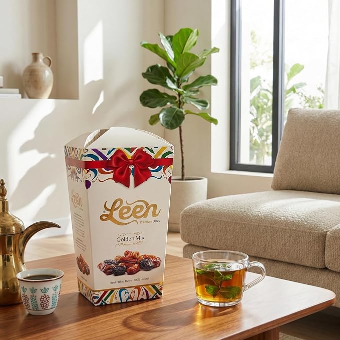 LEEN Premium Golden Mix Dates from Madinah Saudi Arabia – Ajwa Safawi Sagaie Khodhri &amp Mabroom | Elegant Gift Box | Handpicked Assorted Dates | Natural &amp Fresh | 250g