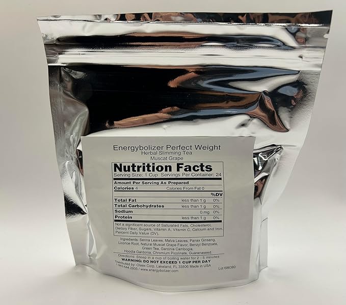Energybolizer Perfect Weight Herbal Tea (24 Bags)| Natural Energy Booster for Women and Men | Increase Energy Improve Digestion (Muscat Grape)