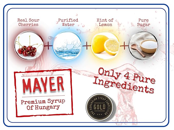 Mayer Sour Cherry Syrup – Award-Winning Cherry Syrup for drinks All-Natural Gluten-Free (16.9 oz) – Ideal Cocktail &amp Drink Mixer and Coffee Syrup No Artificial Additives. (2 Pack)