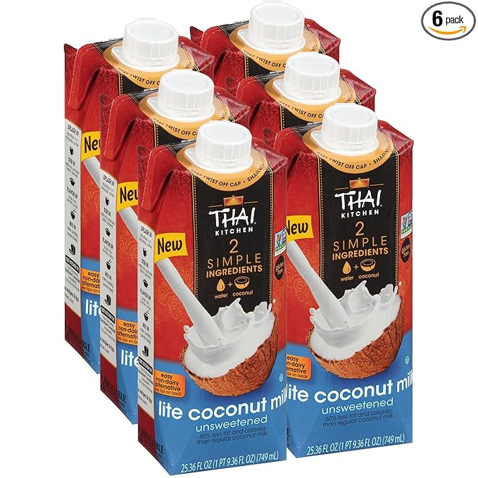 Thai Kitchen Unsweetened Lite Coconut Milk 25.36 fl oz (Pack of 6)