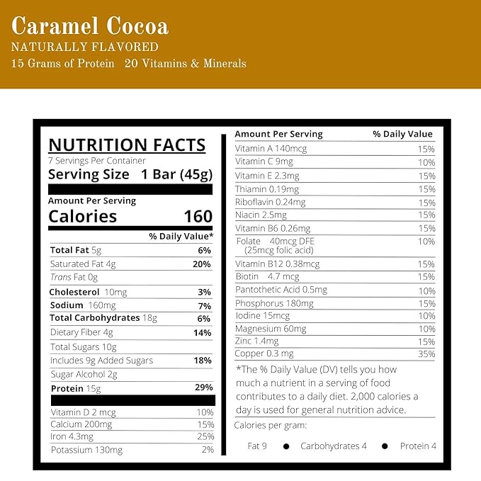 Nutmeg State Nutrition High Protein Bars 7 Servings Per Box (1 Box (7 Servings) Caramel Cocoa)