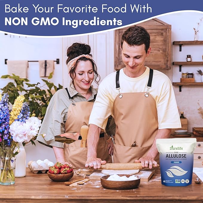 Durelife Allulose sweetener 5 lb 100% Pure No Erythritol powdered Sugar Substitute NON-GMO Project Verified Keto Certified OU kosher No Fillers Zero Calories sugar alternative 5 Lbs