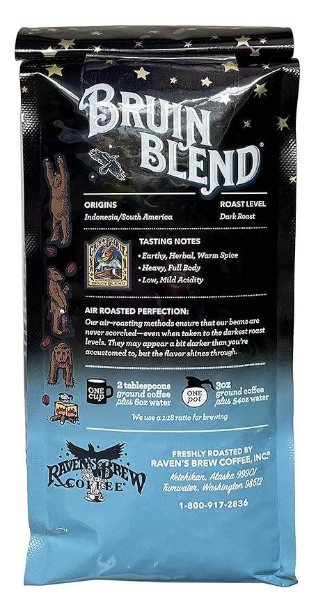 Ravens Brew Whole Bean Bruin Blend 12-Ounce Bags (Pack of 2)