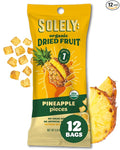 SOLELY - Organic Dried Fruit Pineapple Pieces (1 Box 12 Single Serving Bags per Box) - Real Fresh Fruit - Healthy Snacks for Adults &amp Kids - Non GMO Vegan Snacks Shelf Stable - 12 Bags (1 oz)