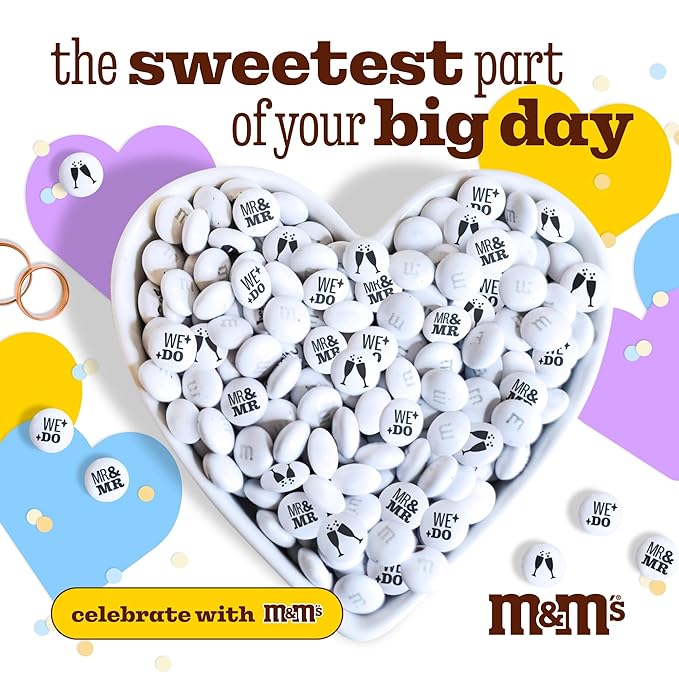 M&ampM’S WORLD “Mr. and Mr.” Milk Chocolate Candy 2 lbs Bulk Candy for Wedding Decorations Unique Favors or Cake Topper
