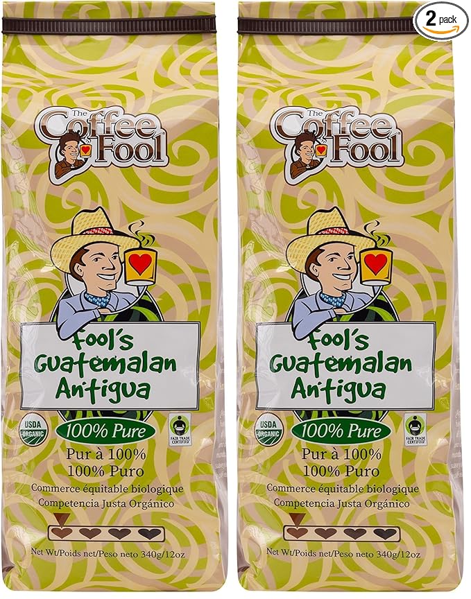 Coffee Fool's Organic Fair Trade Guatemalan Antigua (Whole Bean) (Pack of 2)