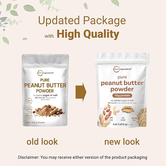 Pure PB Peanut Butter Powder 4lbs (64oz) | 10g Protein &amp 88% Less Fat | No Added Sugar or Salt from Natural Fresh Roasted Peanuts | Mixes Easily for Peanut Butter Spread &amp Protein Powder | No