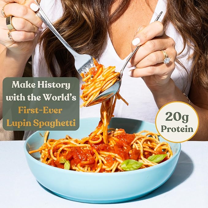Chef’s Kiss Protein Spaghetti | 20g Protein High Fiber | Gluten Free Plant-Based Lower Carb Pasta Made from Lupins | No Fillers No Gums | High Protein Spaghetti Alternative | Non GMO | 5-pack (8oz)