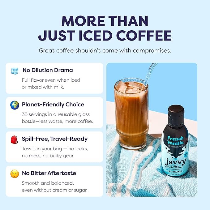Coffee Concentrate - Cold Brew Coffee Perfect for Hot or Iced Instant Coffees Hot Drinks Cold Brew Concentrate 3 Pack - French Vanilla