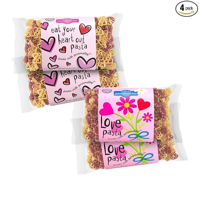 4 Pack: 2 Heart Pasta &amp 2 Love Pasta