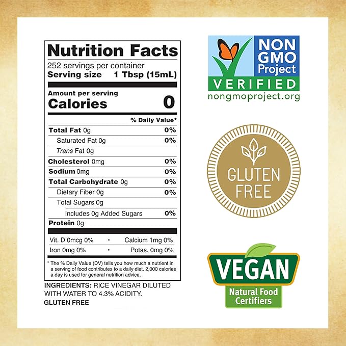 Marukan Genuine Brewed Rice Vinegar for Enhancing Flavor &amp Cooking Unseasoned (1 Gallon)