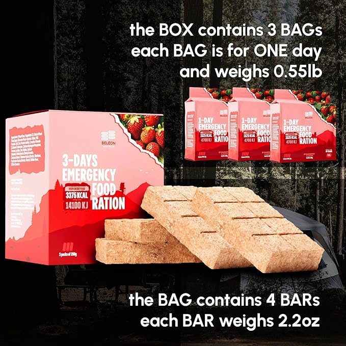 Emergency Food Supply - Strawberry Survival Ration - 20 Years Shelf Life - 3 Days