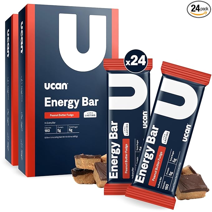 UCAN Energy Bars 2-Pack Bundle – Peanut Butter Fudge | 24 Bars Total (2 x 12 ct Boxes) | Low Sugar Non-GMO Keto-Friendly Plant-Based Gluten-Free 1.4oz Bar
