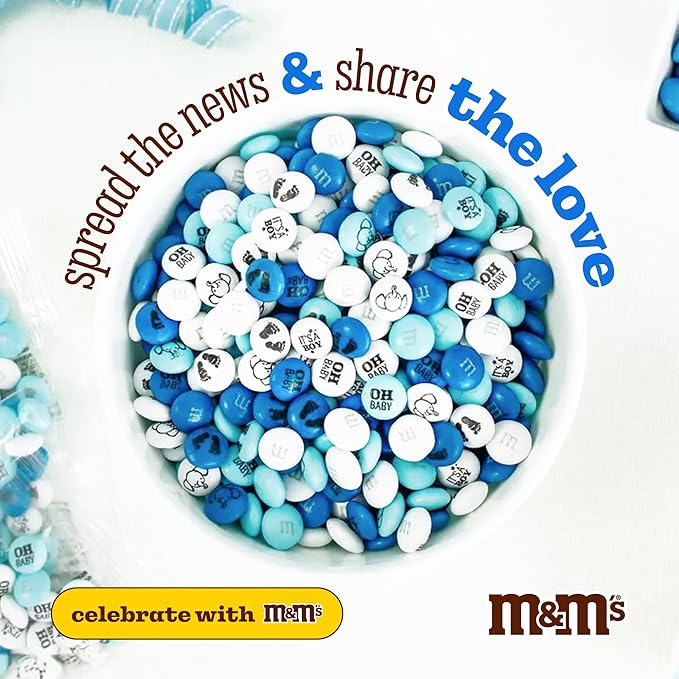 M&ampM'S World It's A Boy Milk Chocolate Candy 5lb Bag with White and Blue M&ampM'S for Baby Boy Showers Gender Reveal Parties and Baby Celebration Favors