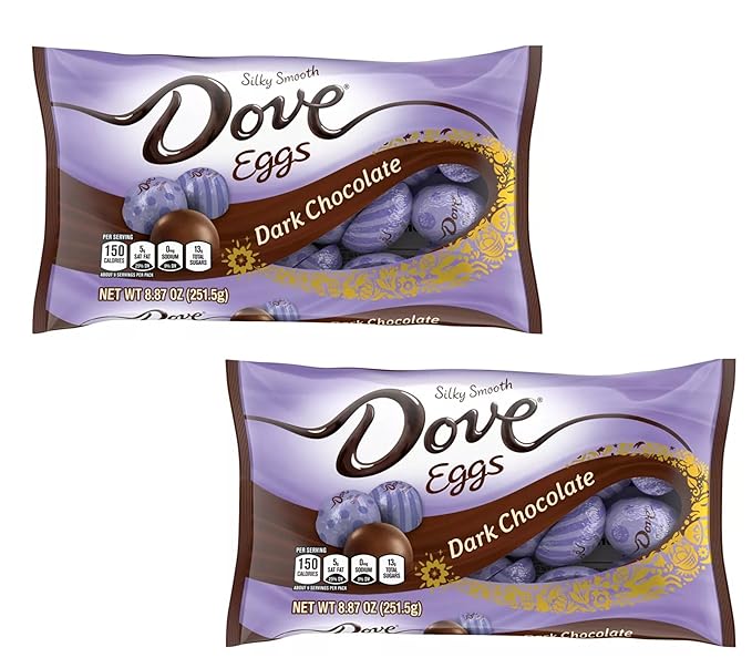 Dove Dark Chocolate Eggs Silky Smooth - Pack of 2 - Rich Chocolate Taste - Smiling Sweets - Delicious Anywhere and Anytime - Perfect for Sharing with Friends and Family