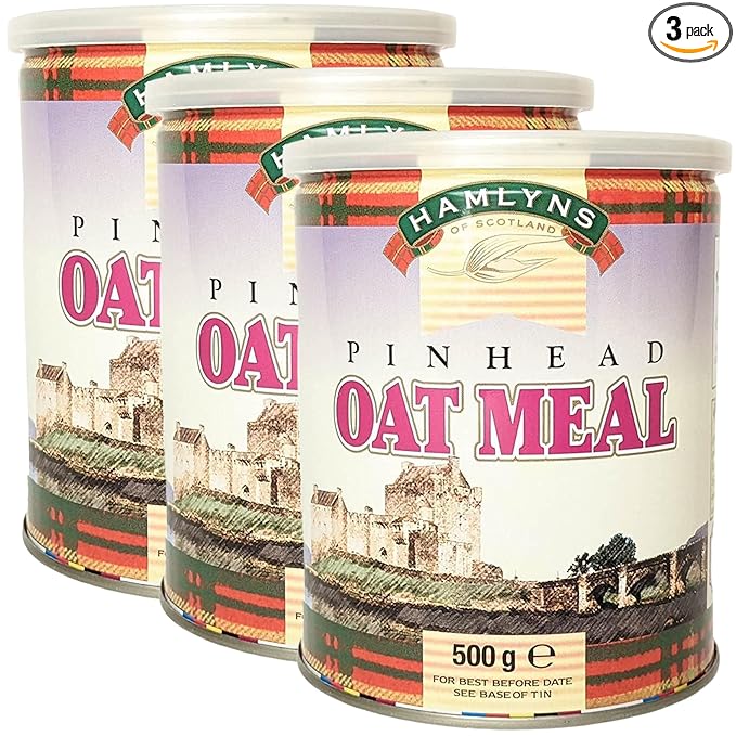 Hamlyns Scottish Steelcut Pinhead Oats 17.6 Ounce Tin (Pack of 3)