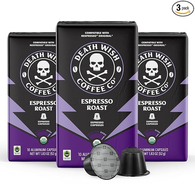 Death Wish Coffee Espresso Roast Capsules Compatible with Nespresso Original Machines