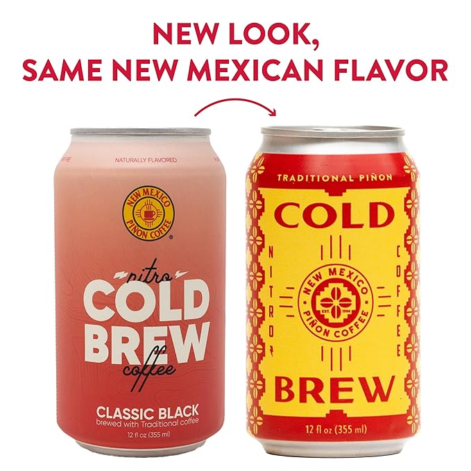 New Mexico Piñon Nitro Cold Brew Coffee Drink - Smooth Nutty Taste High Energy Nitrogen Infused Classic Black Coffee Cans 12oz - Natural Flavor Zero Sugar &amp Dairy Free - 12 Pack