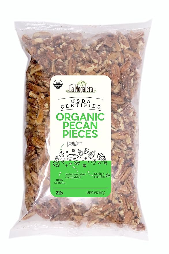 Organic Pecan Bundle – 2 lb Halves + 2 lb Chopped Pecans (4 lbs Total) | USDA Certified Organic | Fresh Natural Bulk Nuts for Baking Snacking &amp Cooking