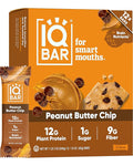 IQBAR Clean Plant Protein Bars - Peanut Butter Chip - 12 Count - Keto Vegan High Fiber Gluten and Dairy Free Low Sugar Snack - Brain and Body Nutrients for Focus Energy Meal Replacement