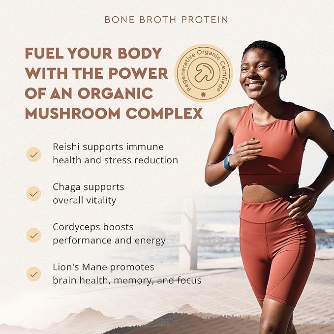 Ancestral Supplements Grass Fed Protein Powder Chocolate Beef Bone Broth Based w/Beef Organs &amp Organic Mushrooms Gut Health Support High Protein Supplement 20g Protein Per Serving 30 Day Sup