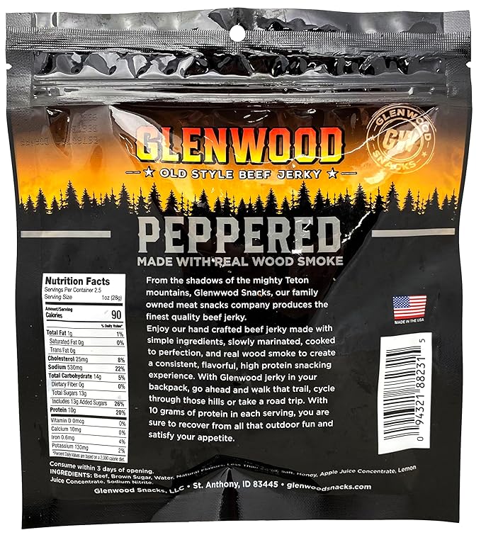 Glenwood Beef Jerky Variety Pack Sweet and Spicy Tender Beef Jerky Sampler Pack of 6 High-Protein Snack Made in the USA