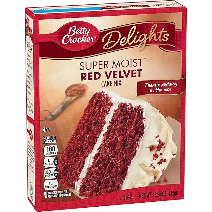 Betty Crocker Delights Super Moist Red Velvet Cake Mix 15.25 oz.