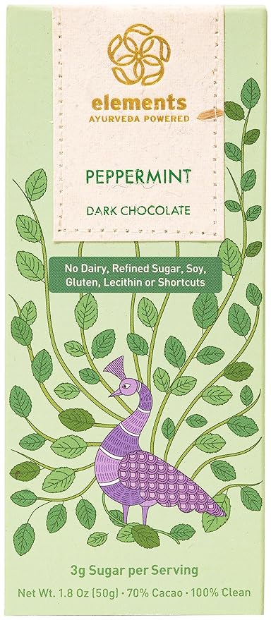 Elements Truffles Peppermint Flavoured Dark Chocolate Bar| Ayurvedic Vegan &amp Gluten Free | No Refined Sugar &amp Artificial Flavours | Enriched with Cocoa Coconut Sugar &amp Lavender 50g