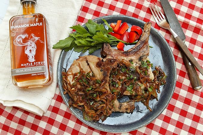 Runamok Pecan Wood Smoked Maple Syrup Organic - Authentic &amp Real Vermont Maple Syrup | Pure Strong Flavor | Great for BBQ Broiled Salmon Vinaigrettes &amp Cocktails | 8.45 Fl Oz (250mL)