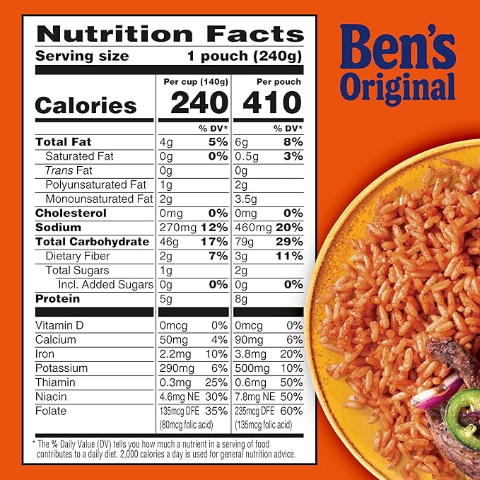 BEN'S ORIGINAL Ready Rice Spicy Mexican Style Flavored Rice Easy Dinner Side 8.5 oz Pouch (Pack of 12)