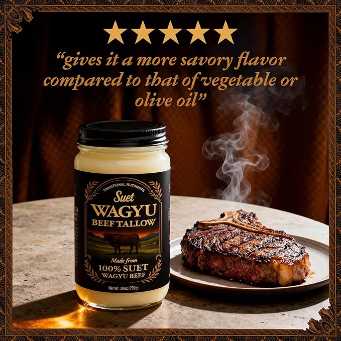 Wagyu Beef Tallow 28oz 100% Pure Suet Kidney Fat Triple-Rendered USDA Inspected 1.75lbs