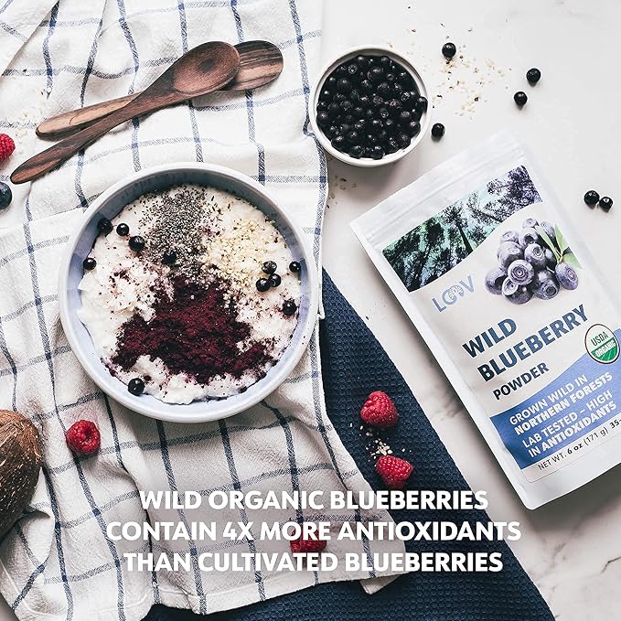 Bundle – 2 items: LOOV Organic Wild Blueberry Powder and Organic Raspberry Powder