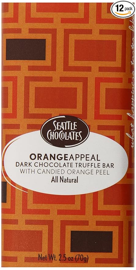 Seattle Chocolates Bar Orange Appeal 2.5-Ounce (Pack of 12)