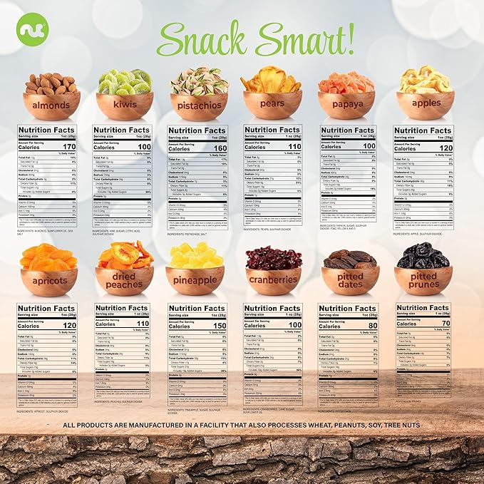 NUT CRAVINGS - Dried Fruit &amp Mixed Nuts Gift Basket in White Gold Box (12 Assortments) Ramadan Gifts Food Arrangement Healthy Snack Care Package