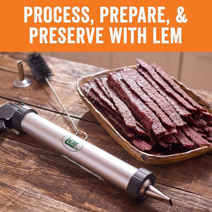 LEM Products Jerky Cannon with Nozzles and Brush Backwoods Seasonings Anodized Aluminum and Stainless Steel