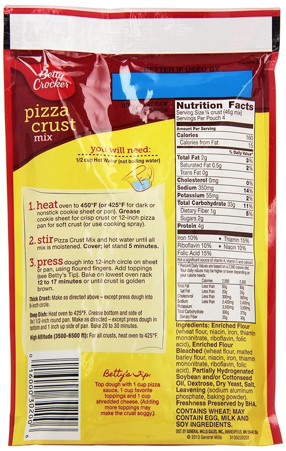 Betty Crocker Pizza Crust Mix 6.5 oz 9 Pack