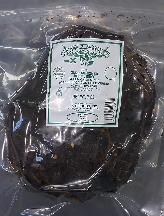 Bar X Brand Old Fashioned Beef Jerky (Carne Seca) (Green Chile 7 oz)
