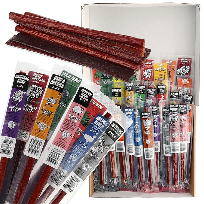 Jerky Dynasty The Ultimate 27-Piece Exotic Jerky with Gift Box - Buffalo Bob's Wild Game Jerky Variety Pack - Exclusive Flavors &amp Protein Snack - Farm Raised