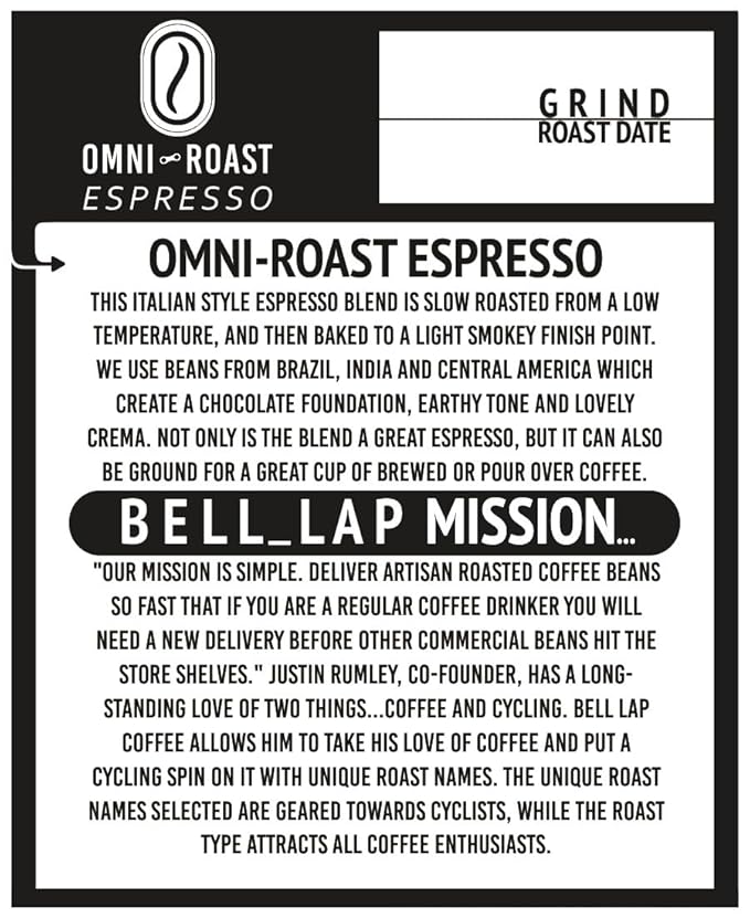 Bell Lap Coffee | Omni Roast Espresso Beans | Authentic Italian Style Whole Bean Coffee Espresso Roast | A Combination of the Best Coffee Beans for Espresso | 2lb