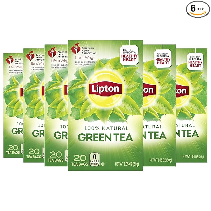 Lipton 100% Natural Green Tea 20 Count (Pack of 6)