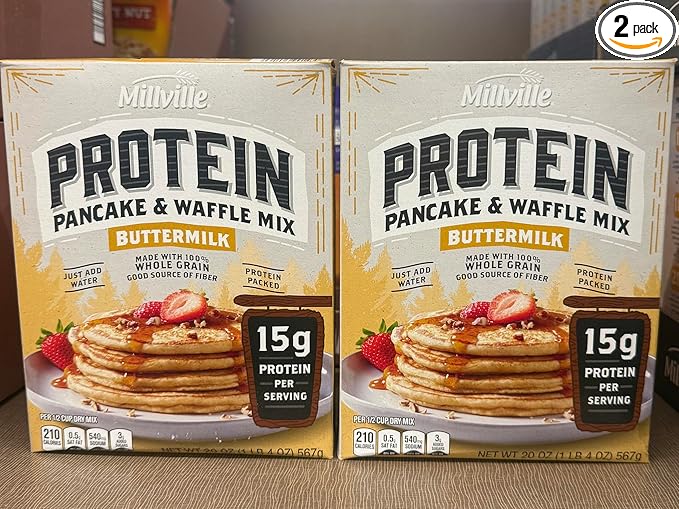 Millville Protein Pancake &amp Waffle Mix Buttermilk 15g Protein per Serving Whole Grain 20 oz