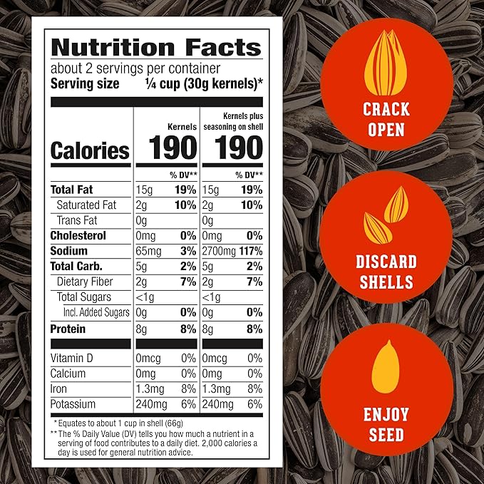 DAVID SEEDS Roasted and Salted Jalapeño Hot Salsa Jumbo Sunflower Seeds Keto Friendly 5.25 oz 12 Pack