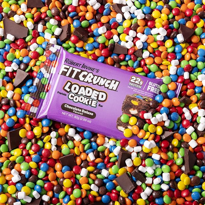 FITCRUNCH Loaded Cookie Protein Bar High Protein Gluten Free Protein Snack (12 Cookie Bars Chocolate Deluxe)